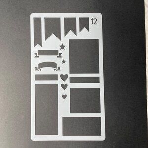 Reusable Art Planner Stencil Flags Banners Flags Stars Hearts Planner Boxes mq M